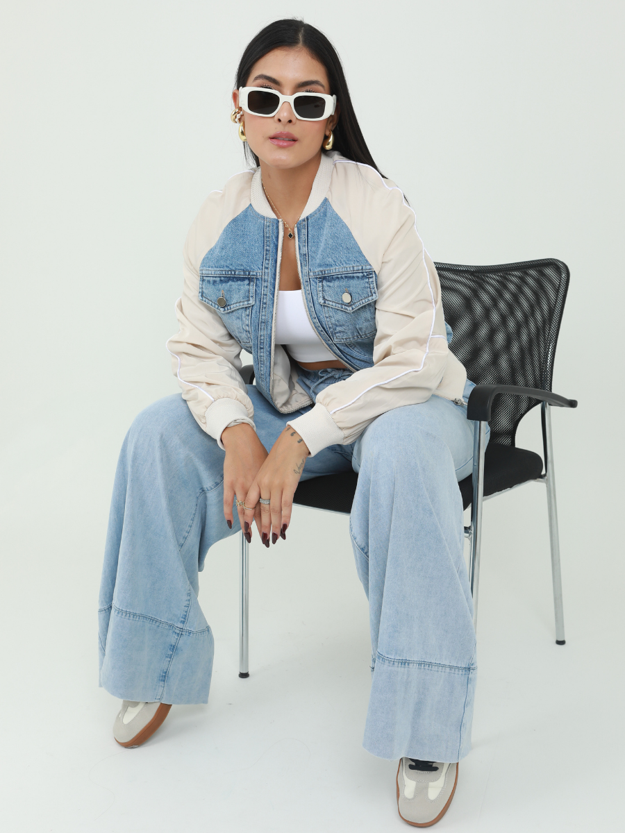 CHAQUETA DENIM IMPERMEABLE BICOLOR