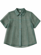 CAMISERA CORTA TRANSPARENCIA BOTONES