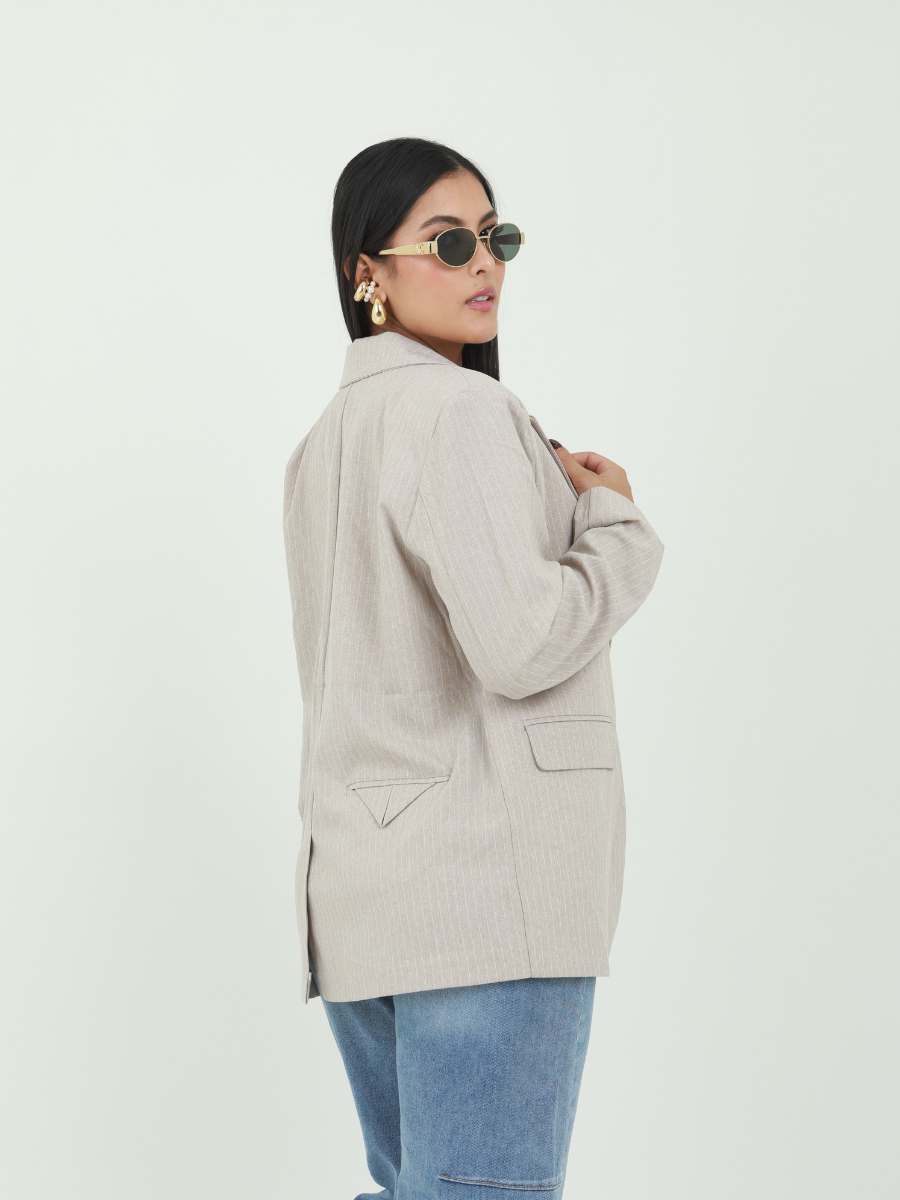 BLAZER RAYAS MANGA ESTAMPADA