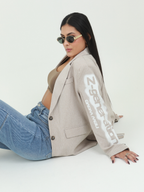 BLAZER RAYAS MANGA ESTAMPADA