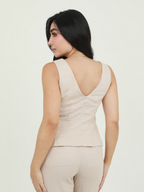 SET BLUSA CUELLO V PANT LINO