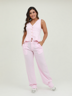 SET BLUSA CUELLO V PANT LINO