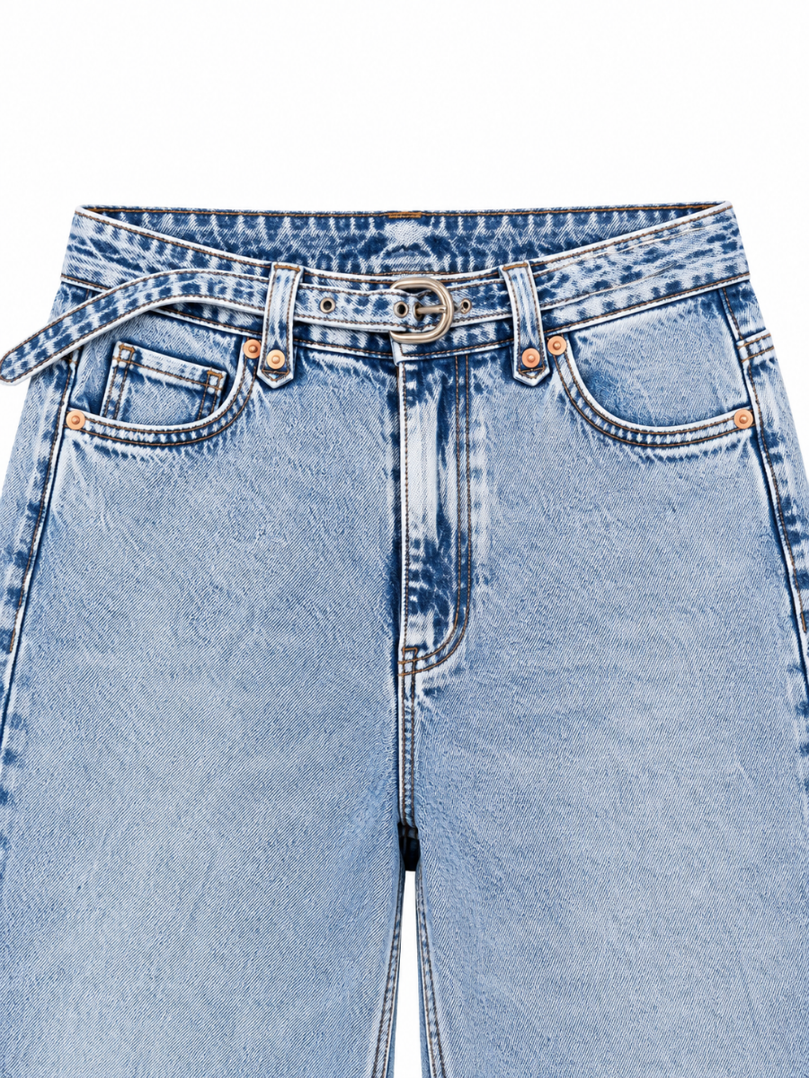 JEAN WIDE LEG CINTURON