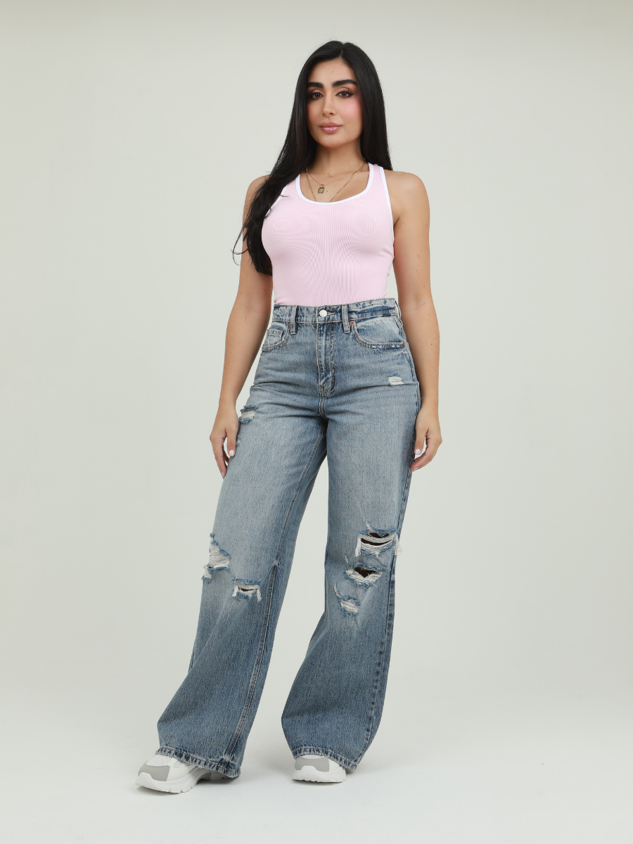 JEAN WIDE LEG ROTOS