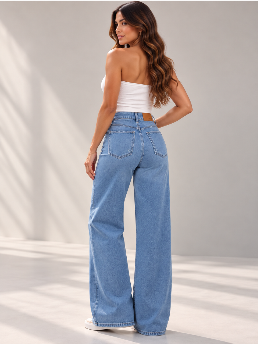 JEAN MIDE RISE WIDE LEG
