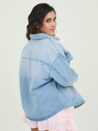CAMISERA LARGA DENIM DETALLE PIEDRAS