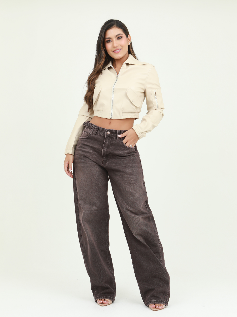 CHAQUETA POLIPIEL BORDE RESORTE