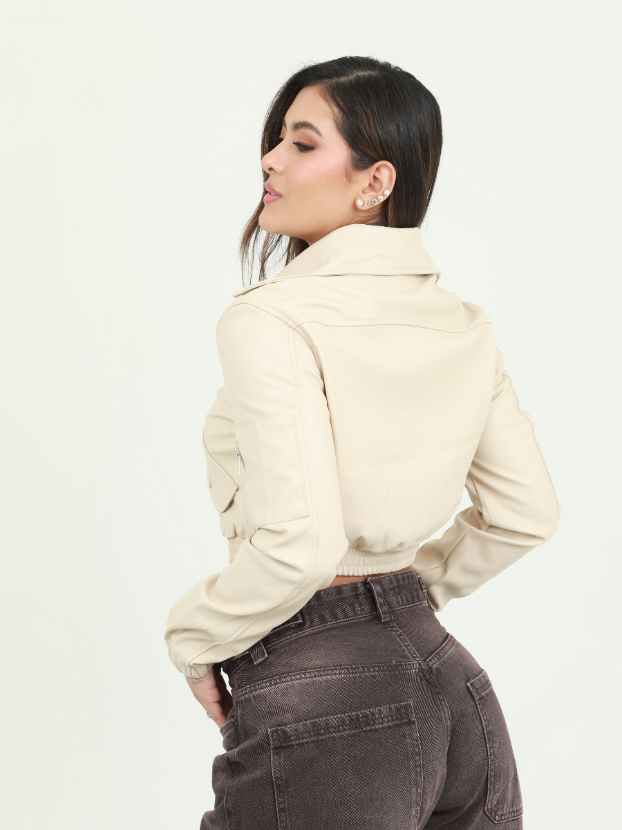 CHAQUETA POLIPIEL BORDE RESORTE
