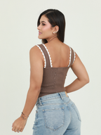 BLUSA BORDE PERLA Y BOLERITO