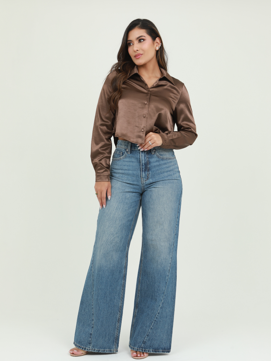 CAMISERA SATIN CORTA