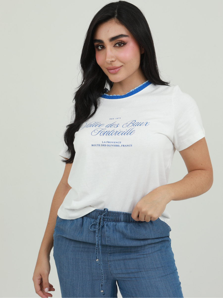 CAMISETA VALLÉ CUELLO BORDADO