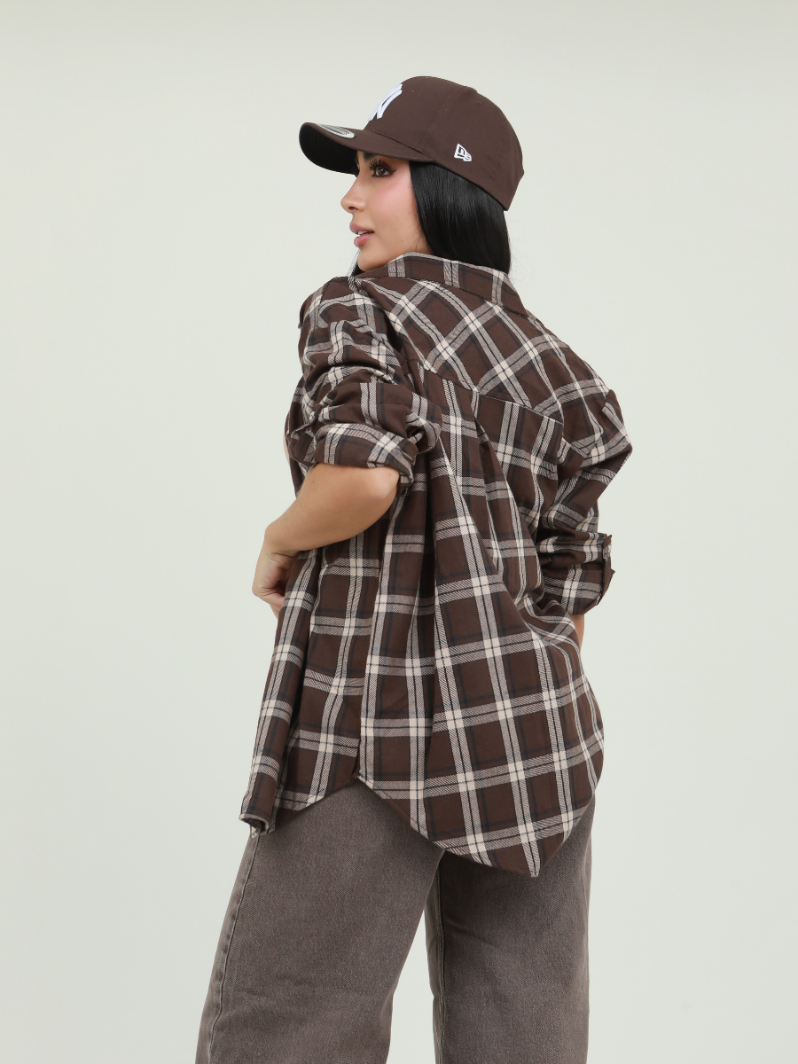 CAMISA MANGA RECOGIDA CUADROS