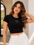 BLUSA CORTA MOÑO PIEDRAS