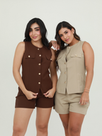 SET BLUSA BOTONES Y SHORT