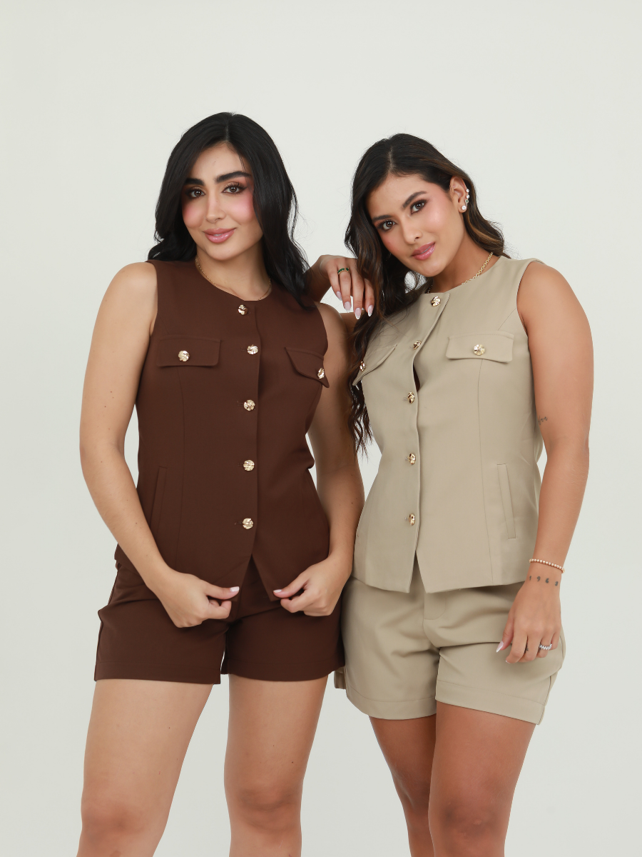 SET BLUSA BOTONES Y SHORT