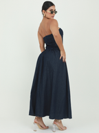 VESTIDO DENIM STRAPLE AMPLIO