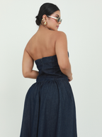 VESTIDO DENIM STRAPLE AMPLIO