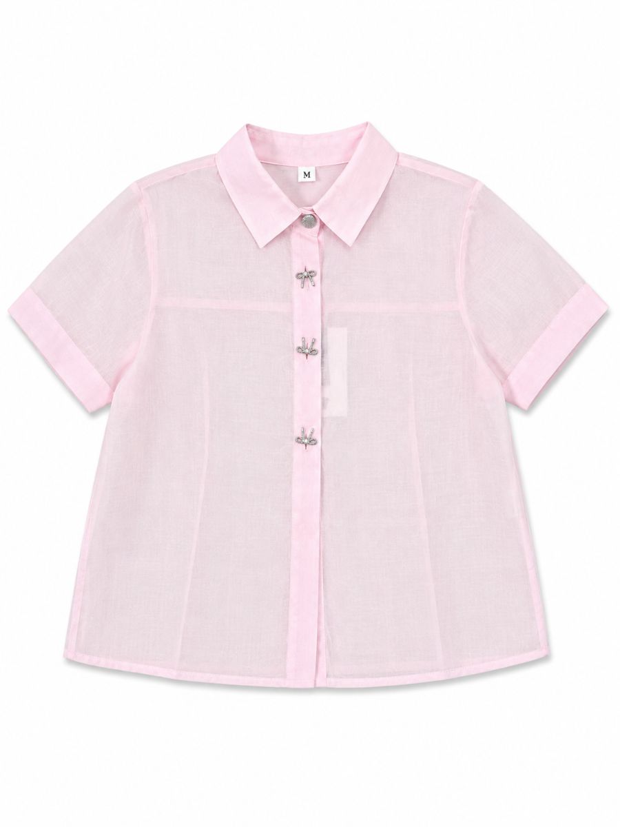 CAMISERA CORTA TRANSPARENCIA BOTONES