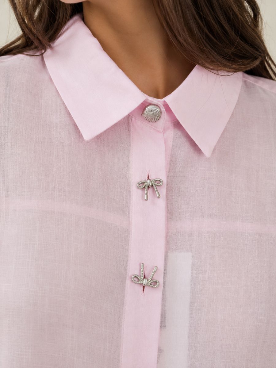 CAMISERA CORTA TRANSPARENCIA BOTONES