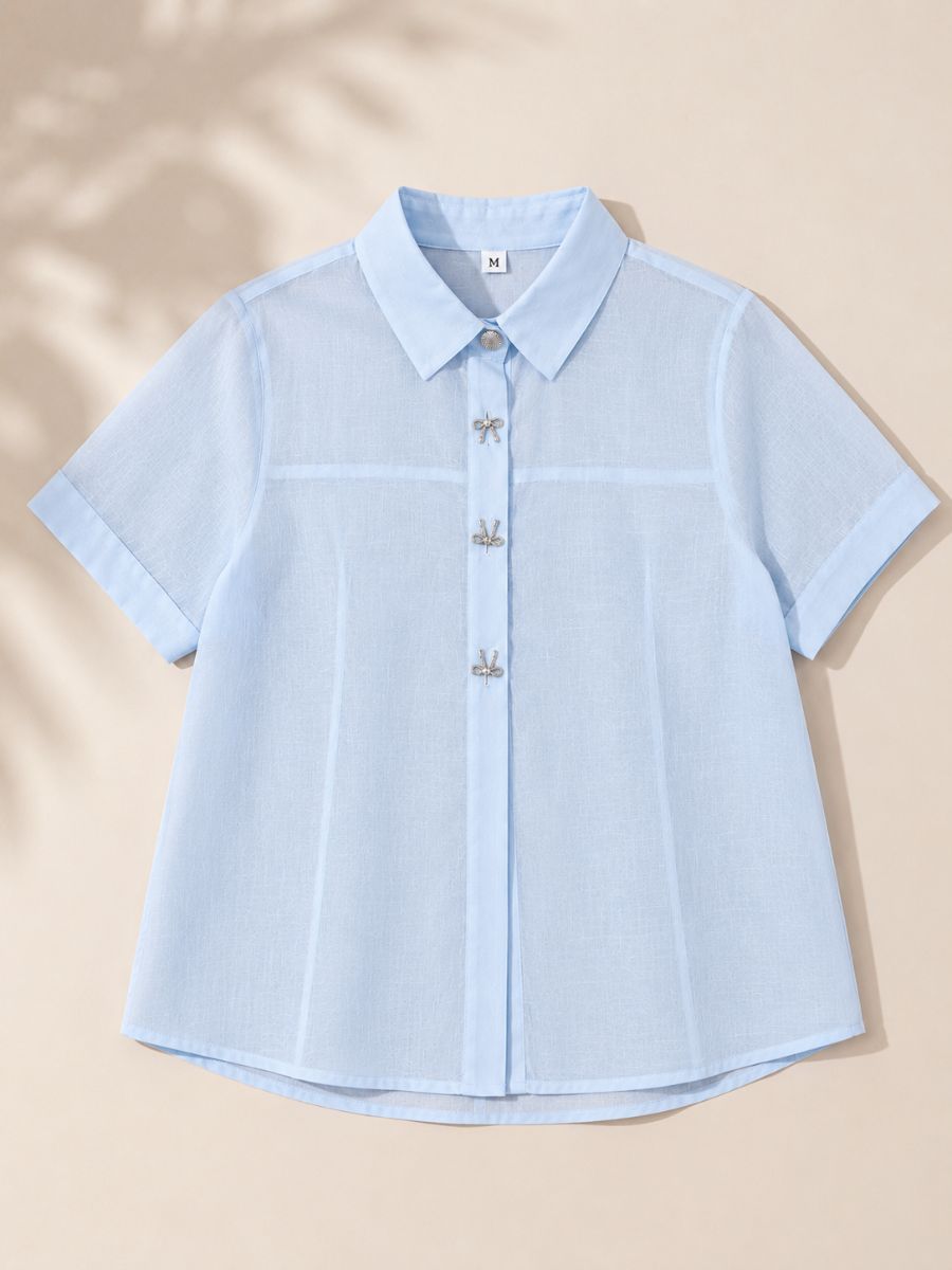 CAMISERA CORTA TRANSPARENCIA BOTONES