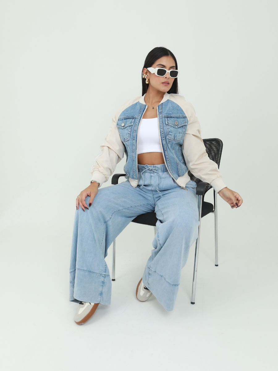 CHAQUETA DENIM IMPERMEABLE BICOLOR